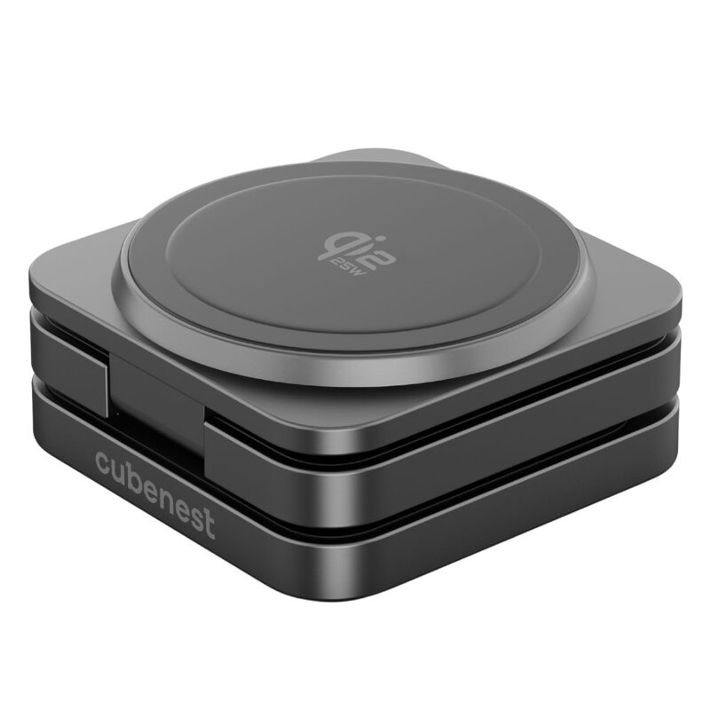 Cubenest Qi2.2 Încărcător pliabil magnetic wireless 3 în 1 SQ312 Pro negru