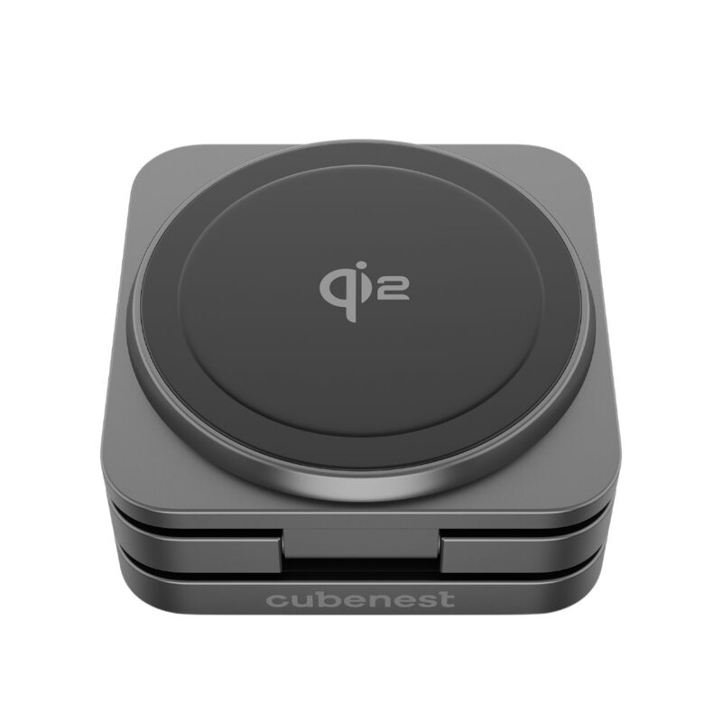 Cubenest Qi2 Încărcător pliabil magnetic wireless 3 în 1 SQ312 Pro negru