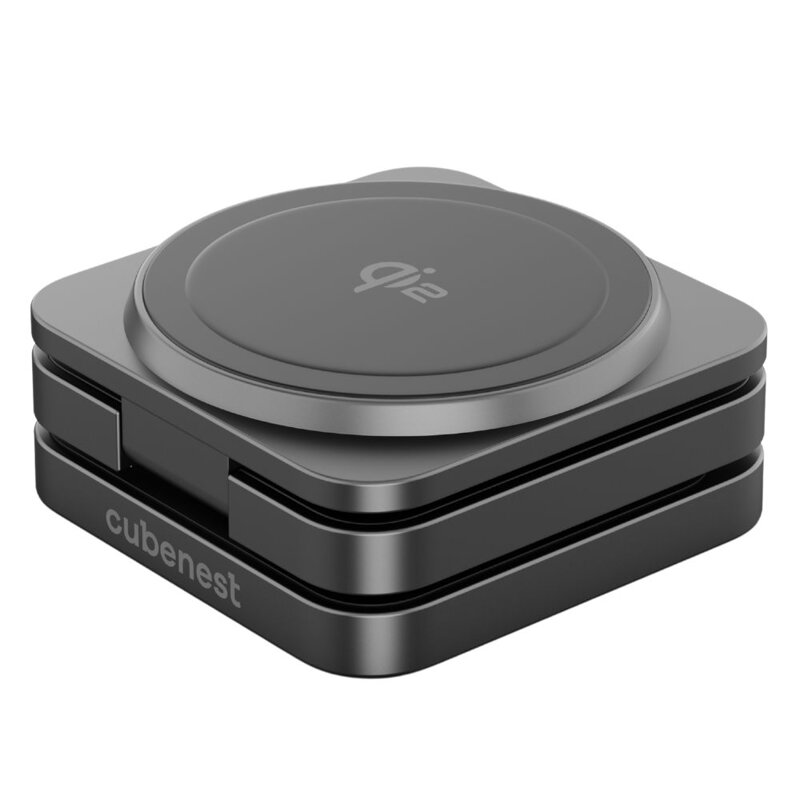 Cubenest Qi2 Încărcător pliabil magnetic wireless 3 în 1 SQ312 Pro negru