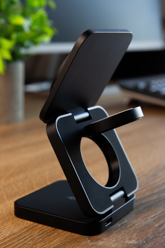 Cubenest Qi2.2 Încărcător pliabil magnetic wireless 3 în 1 SQ312 Pro negru