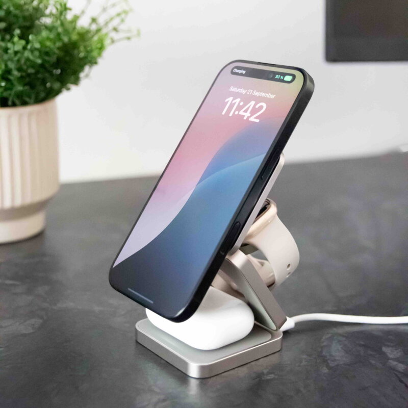Cubenest Qi2.2 Încărcător pliabil magnetic wireless 3 în 1 SQ312 Pro titan