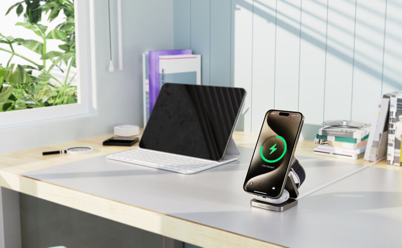 Cubenest Qi2.2 Încărcător pliabil magnetic wireless 3 în 1 SQ312 Pro titan