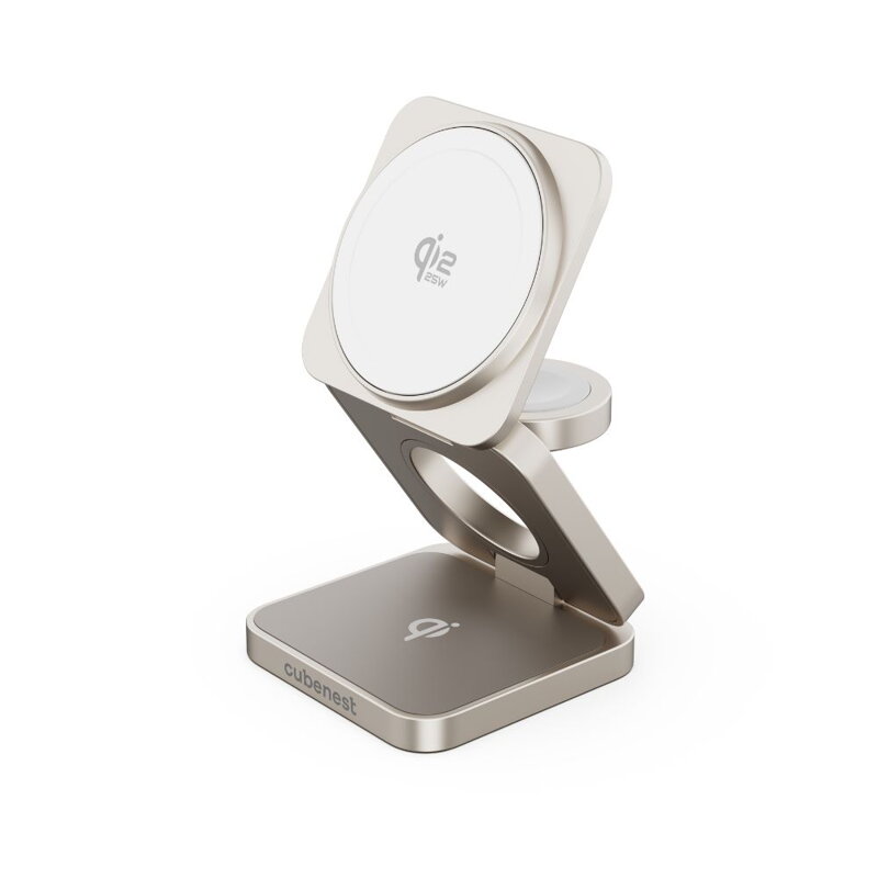 Cubenest Qi2.2 Încărcător pliabil magnetic wireless 3 în 1 SQ312 Pro titan