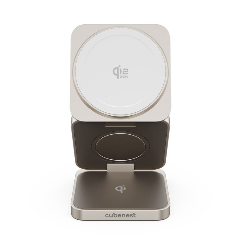 Cubenest Qi2.2 Încărcător pliabil magnetic wireless 3 în 1 SQ312 Pro titan
