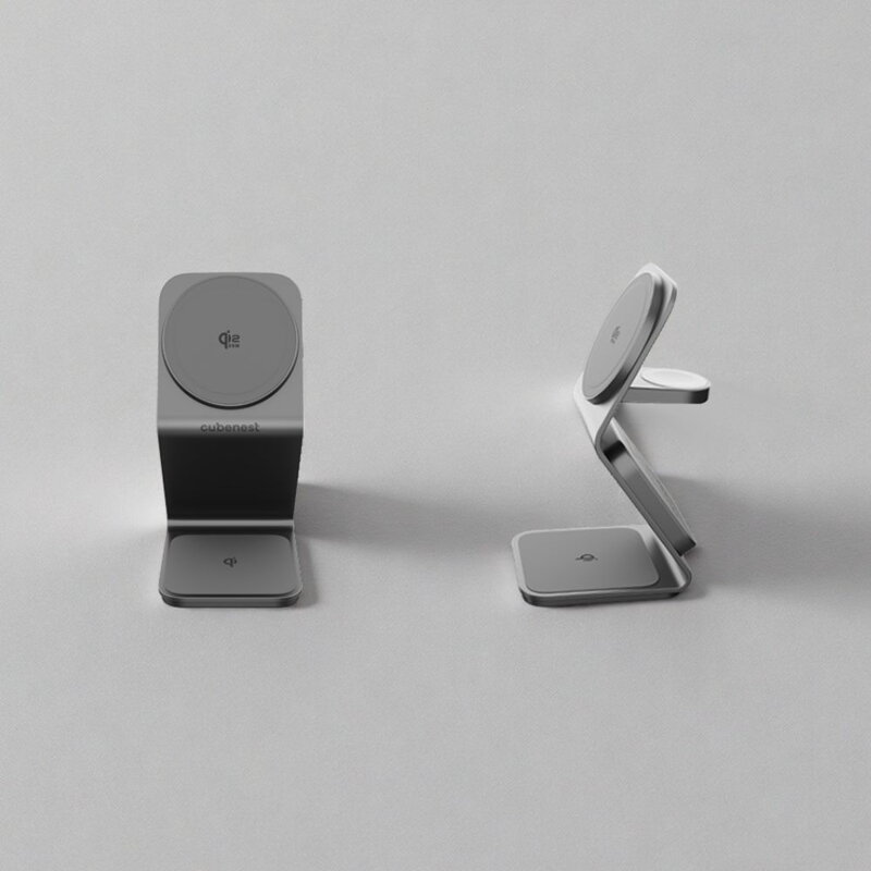 Cubenest Qi2.2 Încărcător magnetic wireless 3 în 1 SQ314 gri