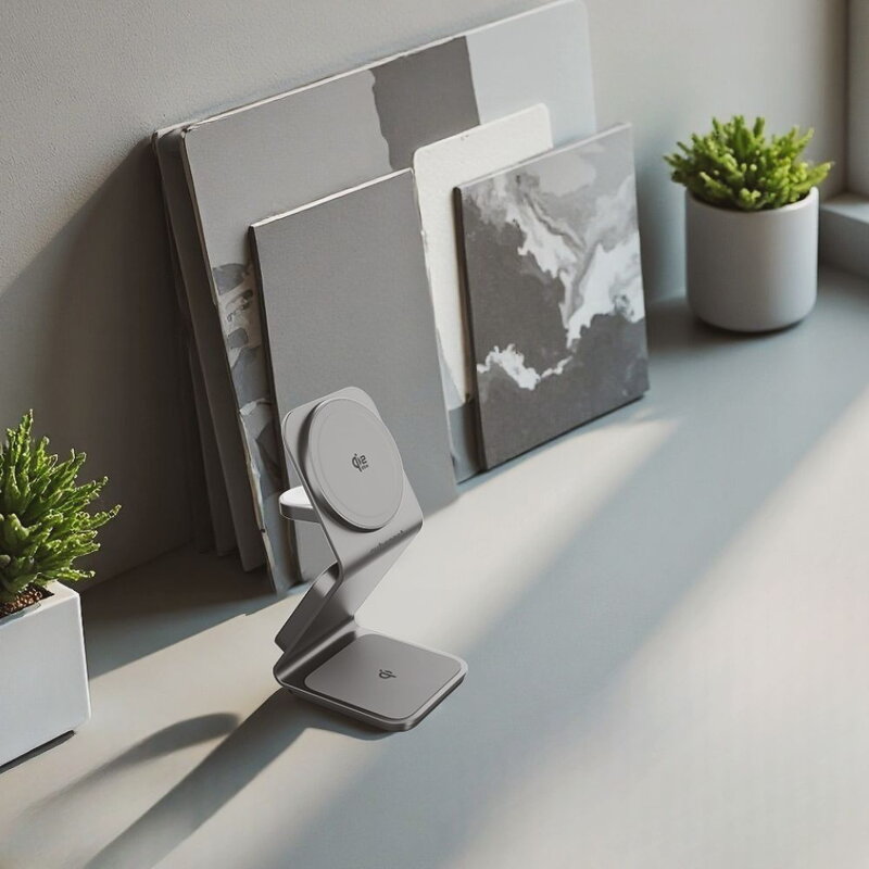 Cubenest Qi2.2 Încărcător magnetic wireless 3 în 1 SQ314 gri