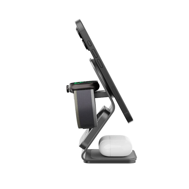 Cubenest Qi2.2 Încărcător magnetic wireless 3 în 1 SQ314 gri