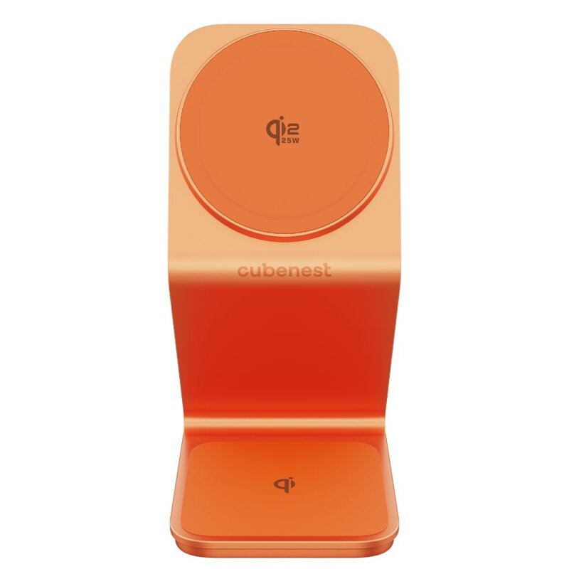 Cubenest Qi2.2 Încărcător magnetic wireless 3 în 1 SQ314 portocaliu