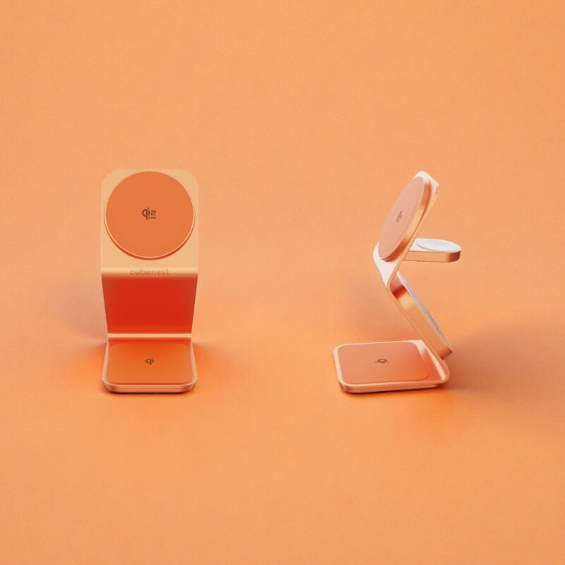 Cubenest Qi2.2 Încărcător magnetic wireless 3 în 1 SQ314 portocaliu