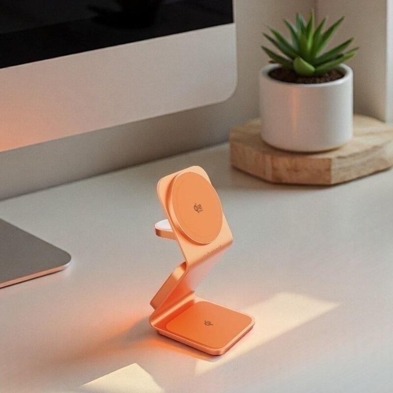 Cubenest Qi2.2 Încărcător magnetic wireless 3 în 1 SQ314 portocaliu