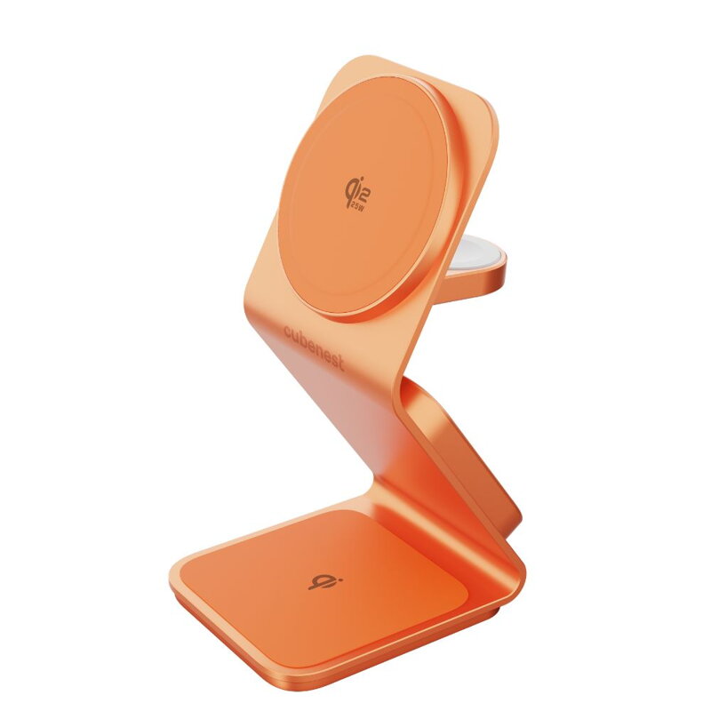 Cubenest Qi2.2 Încărcător magnetic wireless 3 în 1 SQ314 portocaliu
