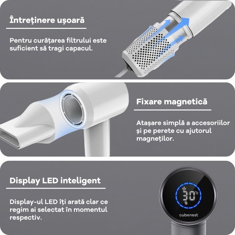 Cubenest Uscător de păr SwiftDry SDHD01 gri