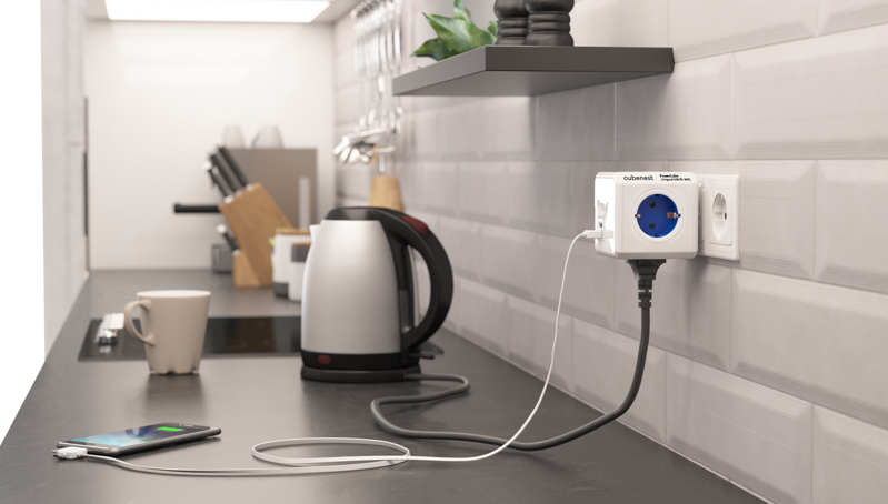 Cubenest PowerCube Original USB A+C PD 20 W 1,5 m albastru