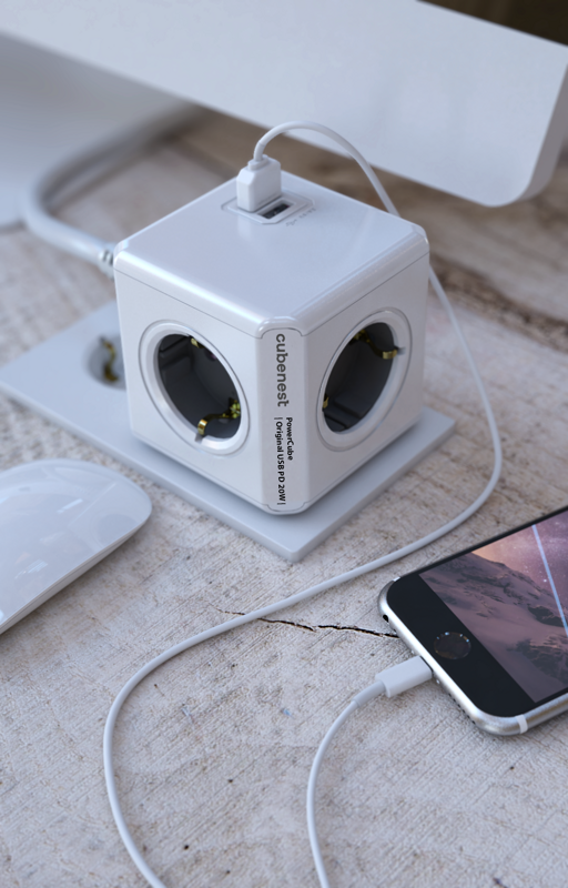 Cubenest PowerCube Original USB A+C PD 20 W 1,5 m gri